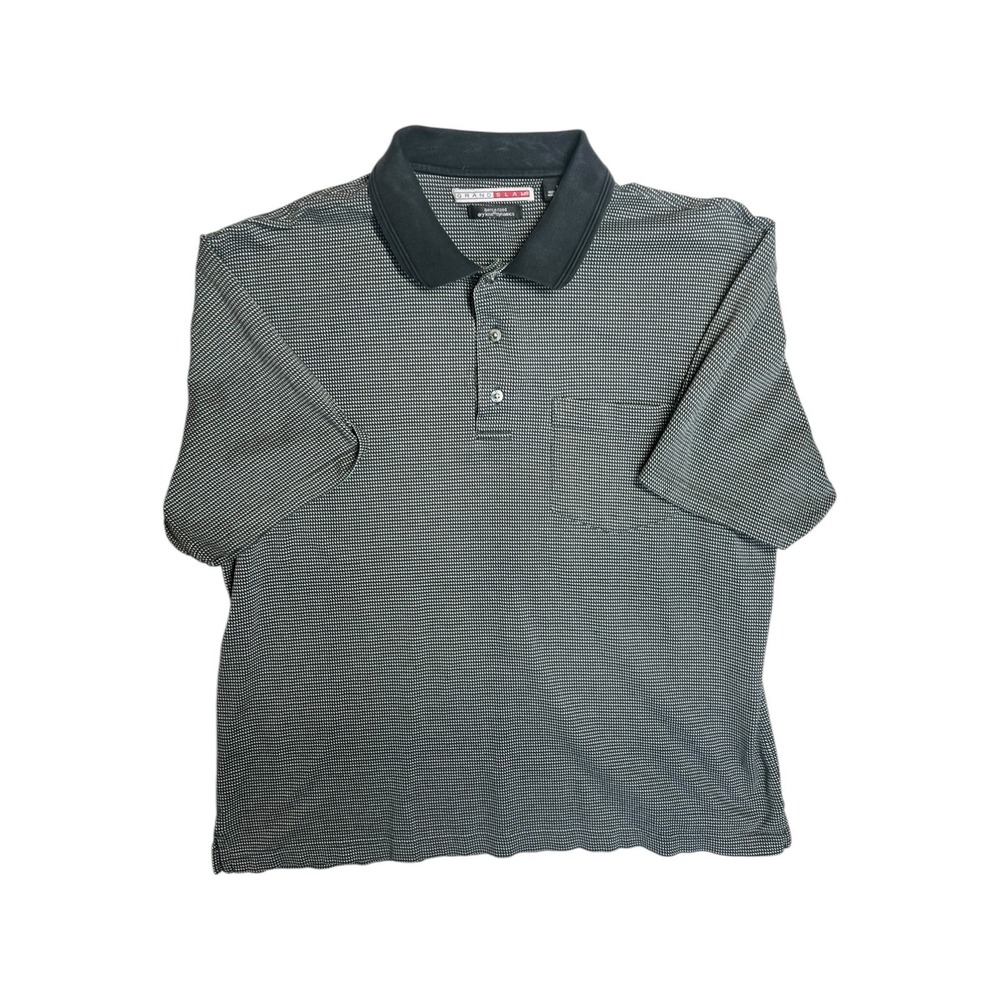 Grand Slam Men's Large Gray Check Polo – Casual Short-Sleeve Shirt